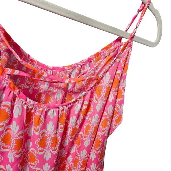 Charming Charlie Womens XL Floral Pink & Orange cold shoulder Sleeve Top With Cr - Picture 3 of 5